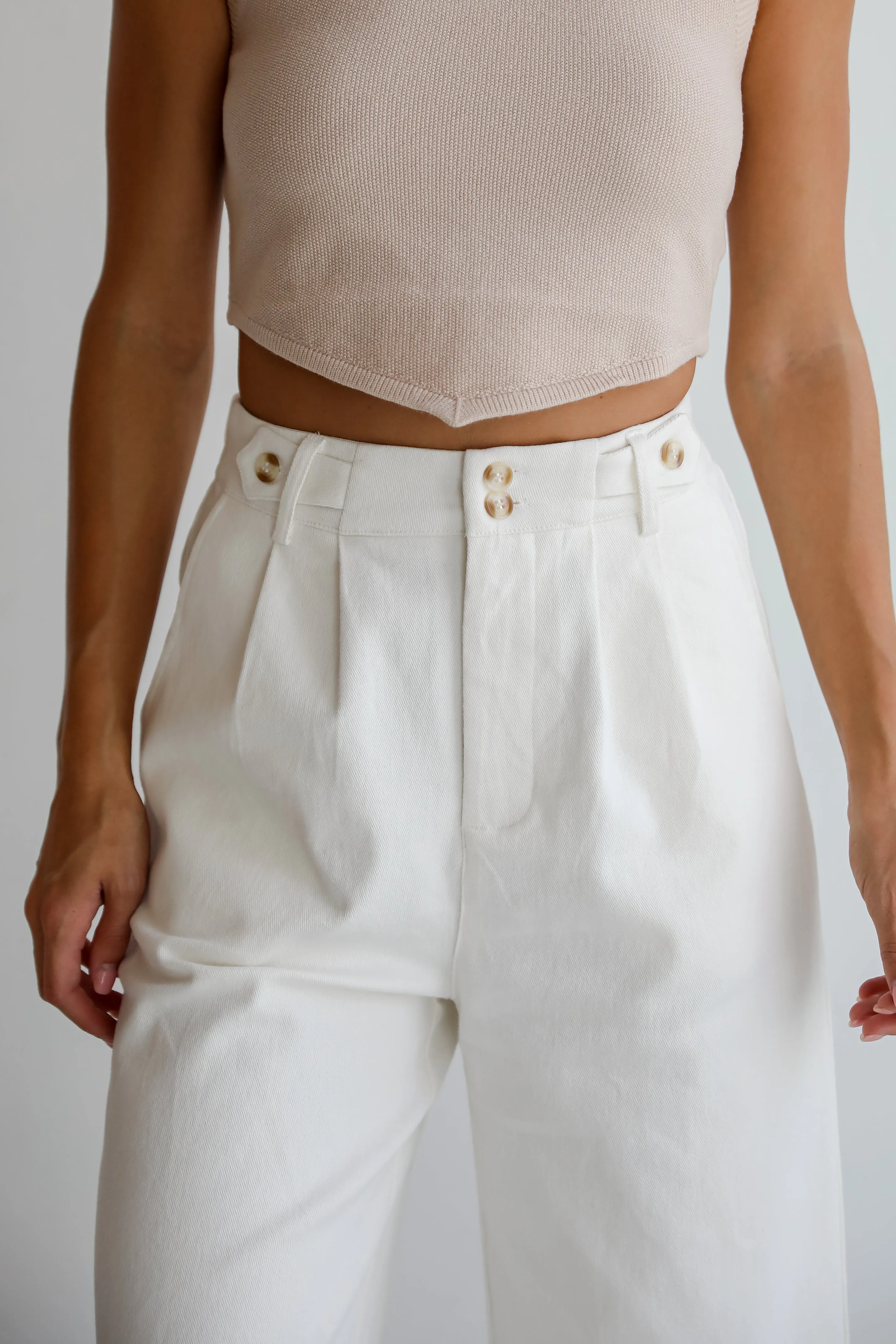 FINAL SALE - Posh Intent Ivory Wide Leg Trouser Jeans